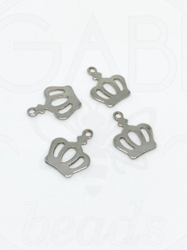 Nerūdijančio plieno pakabukas, plieno spalvos, 13.5x10.5x1mm, 3vnt