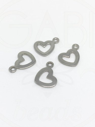 Nerūdijančio plieno pakabukas, plieno spalvos, 14.5x10.5x0.7mm, 3vnt