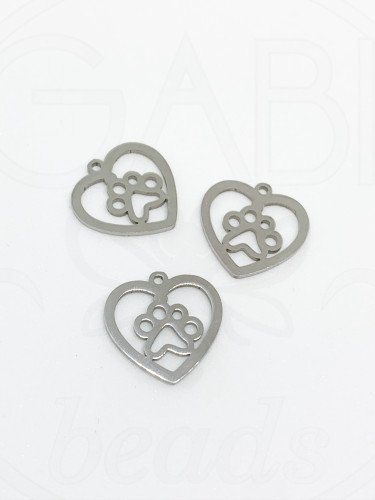 Nerūdijančio plieno pakabukas, plieno spalvos, 15x15.5x1mm, 1vnt