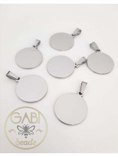 Nerūdijančio plieno pakabukas, plieno spalvos 20mm, 1 vnt