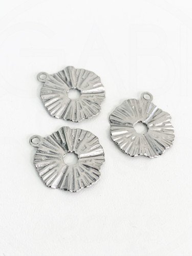 Nerūdijančio plieno pakabukas, plieno spalvos, 20x18mm, 1 vnt
