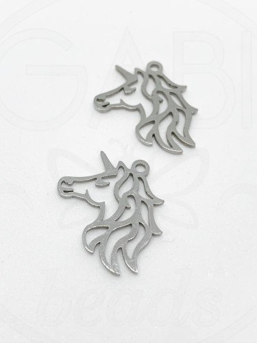 Nerūdijančio plieno pakabukas, plieno spalvos 23x19mm, 1 vnt