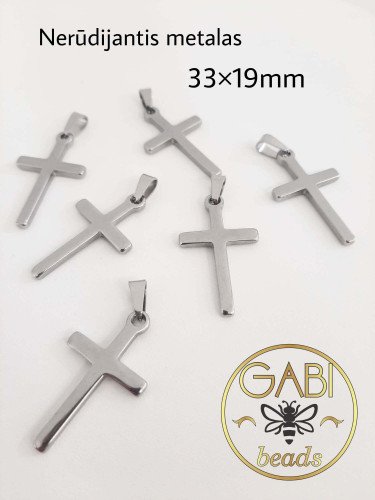 Nerūdijančio plieno pakabukas, plieno spalvos 33x19mm, 1 vnt