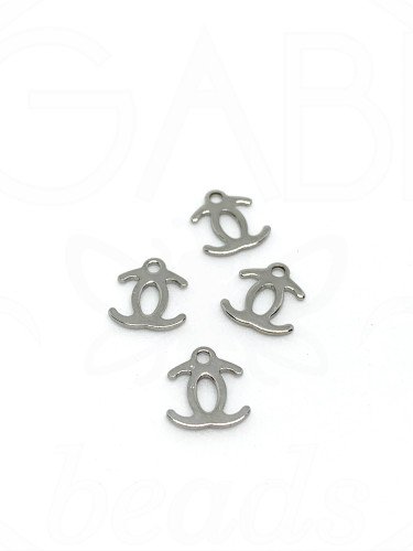 Nerūdijančio plieno pakabukas, plieno spalvos 9x8mm, 4vnt