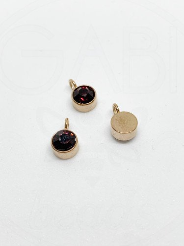 Nerūdijančio plieno pakabukas, rose gold/bordo spalvos 6x9mm, 2 vnt