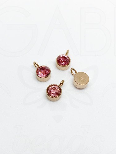 Nerūdijančio plieno pakabukas, rose gold/rožinės spalvos 6x9mm, 2 vnt