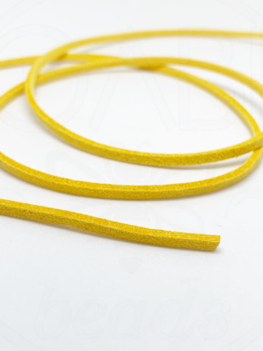 Dekoratyvinė zomšinė virvelė, 2mm storio, geltonos spalvos, 1m