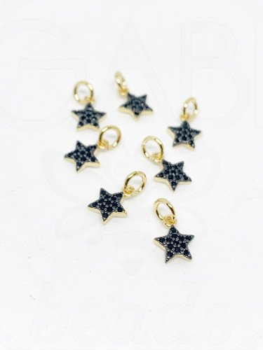 Nerūdijančio plieno pakabukas su cirkonio akutėmis, aukso , juodos spalvos, 9x7x2mm, 1 vnt