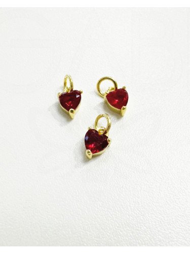Nerūdijančio plieno pakabukas su cirkonio akutėmis, aukso, raudonos spalvos, 8x5mm, 2 vnt