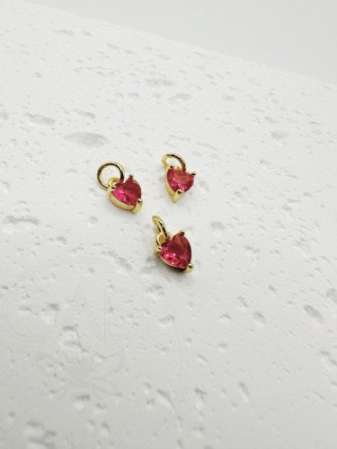 Nerūdijančio plieno pakabukas su cirkonio akutėmis, aukso, rožinės spalvos, 8x5mm, 2 vnt