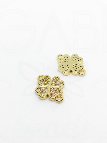 Nerūdijančio plieno pakabukas su cirkonio akutėmis, aukso spalvos 16x11,5x2mm, 1vnt