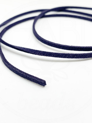Dekoratyvinė zomšinė virvelė, 2mm storio, mėlynos spalvos, 1m