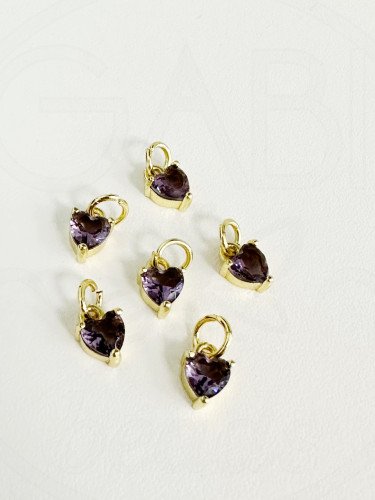 Nerūdijančio plieno pakabukas su cirkonio akutėmis, aukso, violetinės spalvos, 8x5mm, 2...