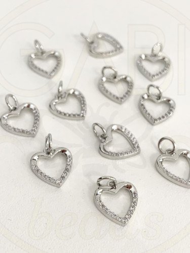 Nerūdijančio plieno pakabukas su cirkonio akutėmis, plieno spalvos, 11,5 x 11mm, 1 vnt