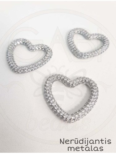 Nerūdijančio plieno pakabukas su cirkonio akutėmis, plieno spalvos, 20x21mm, 1 vnt
