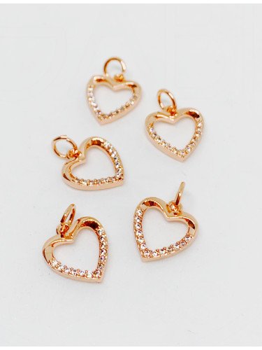 Nerūdijančio plieno pakabukas su cirkonio akutėmis, Rose gold spalvos, 11,5 x 11mm, 1 vnt