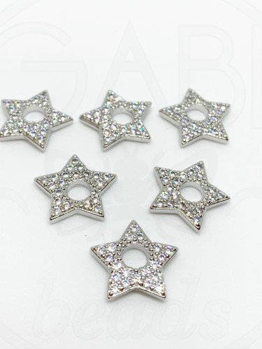Nerūdijančio plieno pakabukas su cirkonio akutėmis, sidabro spalvos, 15.5x15.5mm, 1 vnt