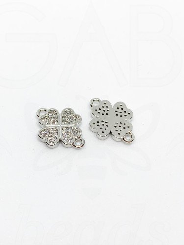 Nerūdijančio plieno pakabukas su cirkonio akutėmis, sidabro spalvos 16x11,5x2mm, 1vnt