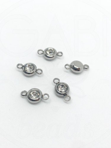 Nerūdijančio plieno pakabukas su stiklo akute, 12x6,5x4 mm, 1 vnt