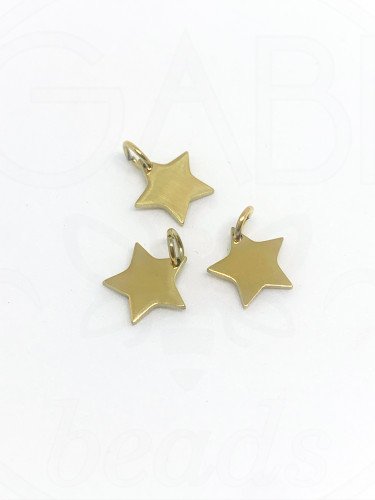 Nerūdijančio plieno pakabukas, žvaigždė, aukso spalvos, 10mm, 1 vnt