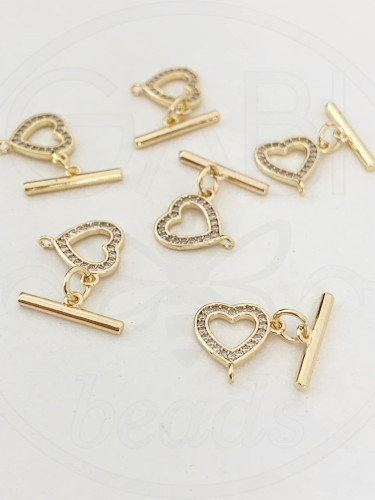 Nerūdijančio plieno užsegimai su cirkonio akutėmis, aukso spalvos 12x12.50mm, 1 vnt