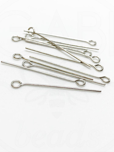 Nerūdijančio plieno vinukai su kilpute, plieno spalvos 2cm ilgio, 40vnt