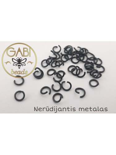 Nerūdijančio plieno žiedeliai, juoda 5mm, 10vnt