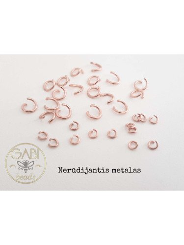 Nerūdijančio plieno žiedeliai, Rose gold 3mm, 20vnt