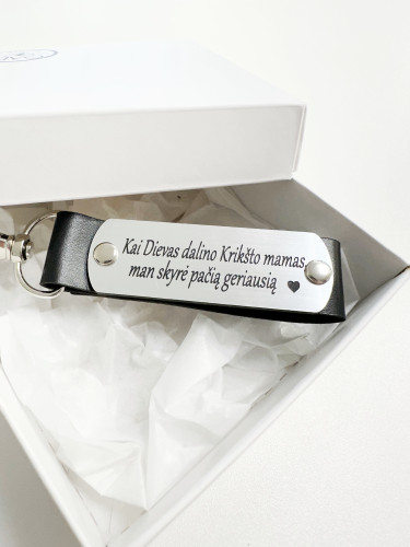 Odinis raktų pakabukas "Kai Dievas dalino Krikšto mamas, man skyrė pačią geriausią"