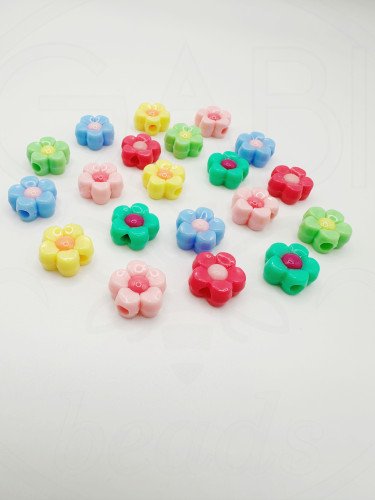 Plastikiniai karoliukai "Gėlytės", mix spalvos, 30vnt