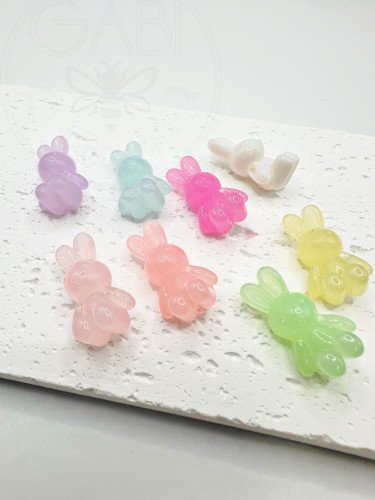 Plastikiniai karoliukai "Kiškiai", 8vnt, mix spalvos