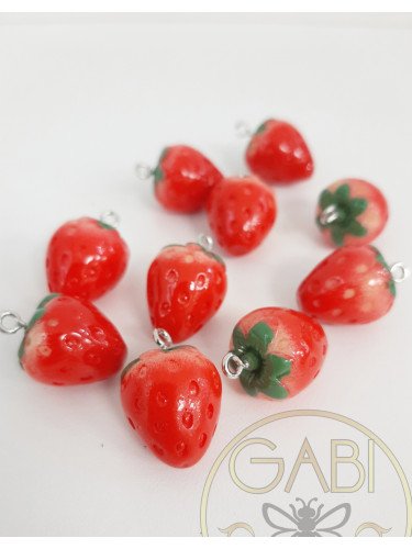 Plastikiniai pakabukai, BRAŠKĖ, 23~24x16mm, žalios, raudonos spalvos, 1vnt