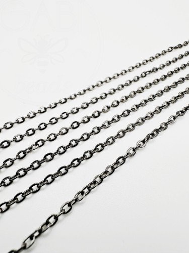 Geležinė grandinėlė, 3x2.2x0.6mm, tamsinto metalo spalvos, 10cm