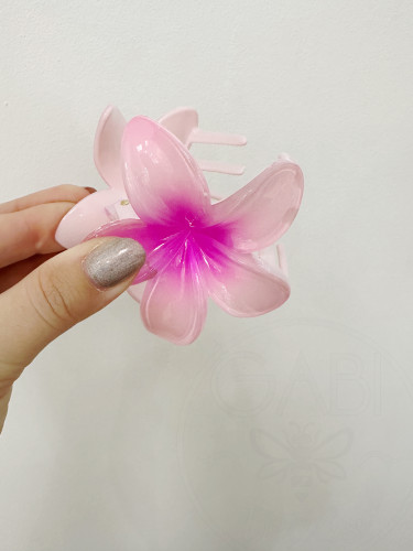 Plastikinis plaukų segtukas, Gėlė, rožinės spalvos, 74x79x45mm