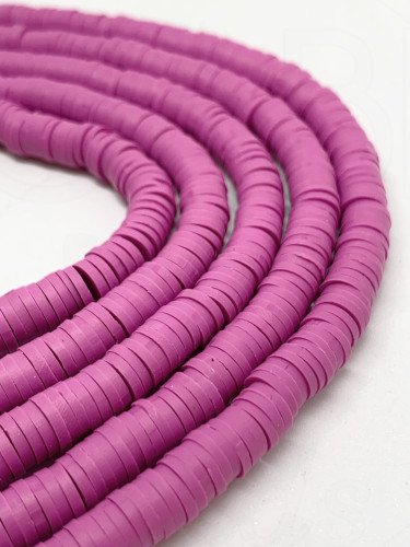 Polimerinio molio karoliukai, violetinės spalvos, 6x1mm, 46cm