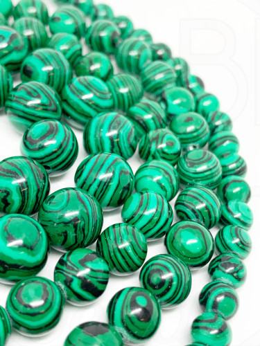 Sintetinis malachitas, žalios spalvos, 4mm, 6mm, 8mm, 10mm