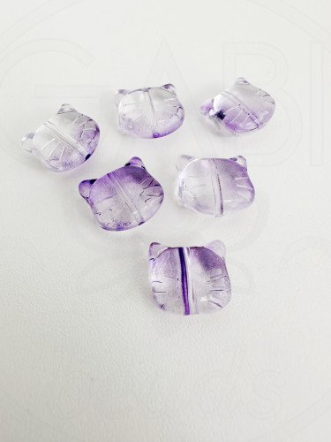 Stiklo karoliukai KATĖ, skaidrios/violetinės spalvos, 12,5x14x6,5mm, 5vnt