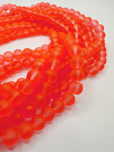 Stiklo karoliukai, oranžinės spalvos , 8mm 78cm juosta
