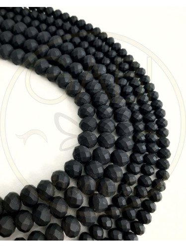 Stiklo kristalai, briaunuoti, matiniai, rondelės forma, juodos spalvos, 2x1mm, 6x4mm,...
