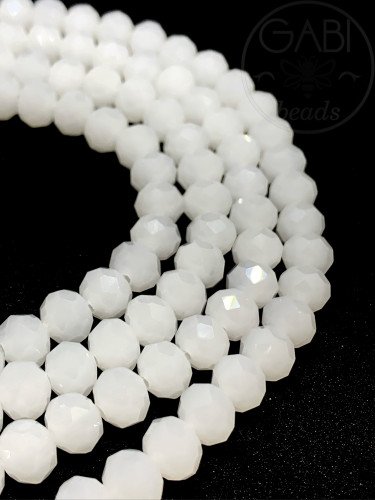 Stiklo kristalai, briaunuoti, rondelės forma, baltos spalvos, 2x1mm, 3x2mm, 4x3mm,...