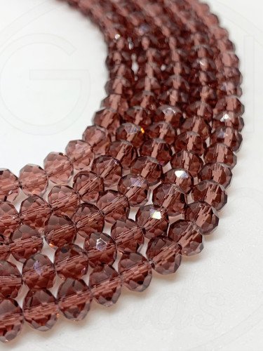 Stiklo kristalai, briaunuoti, rondelės forma, bordo spalvos, 3x2mm, 6x4mm, 8x6mm, 10x8mm