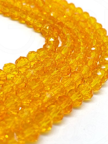 Stiklo kristalai, briaunuoti, rondelės forma, oranžinės spalvos, 3x2mm, 4x3mm, 6x4mm,...