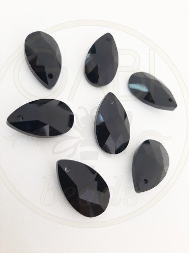 Stiklo pakabukai, lašo forma, juodos spalvos , 16x9mm 4vnt