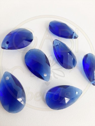 Stiklo pakabukai, lašo forma, mėlynos spalvos , 22x13x7mm 2vnt