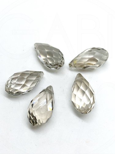 Stiklo pakabukai, lašo forma, skaidrios spalvos, 10x19,5mm 4vnt