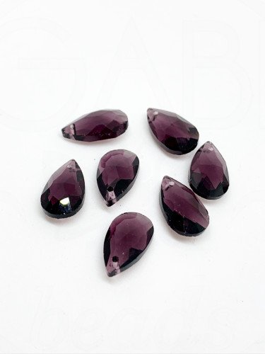 Stiklo pakabukai, lašo forma, violetinės spalvos , 16x9mm 4vnt