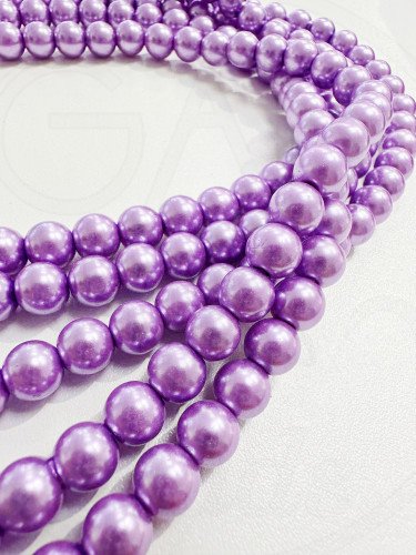 Stiklo perlai, apvali forma, violetinės spalvos, 4mm, 8mm