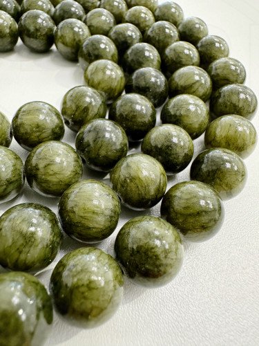 Žadeitas, samanų žalios spalvos, 8mm, 10mm, 12mm