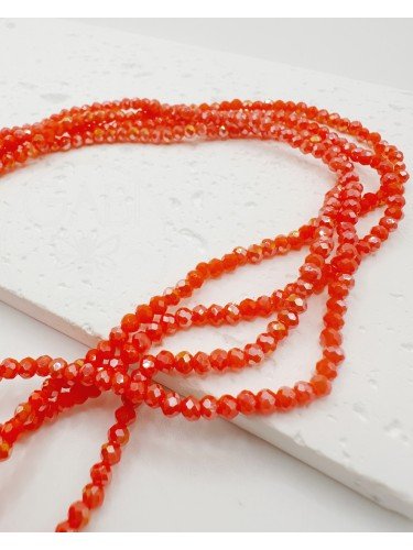 Stiklo kristalai, briaunuoti, rondelės forma, oranžinės spalvos su AB da3xnga ,3x2mm...