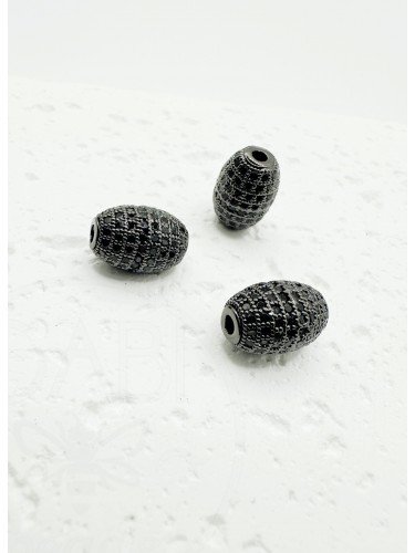 Nerūdijančio plieno intarpas su cirkonio akutėmis, juodos spalvos, 12x8mm, 1vnt